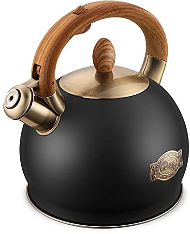 VICALINA Whistling Tea Kettle Stovetop, 2.64 Quart Black Tea Pot