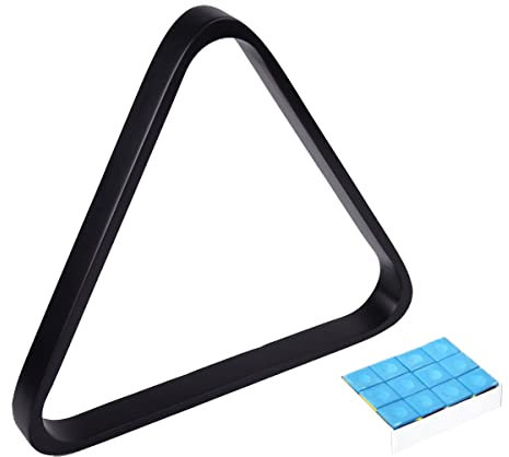 MoyanSuper Billardkugel-Gestell aus massivem Holz, dreieckig, 5,4 cm, inkl. 12 Kreidewürfel (schwarz)