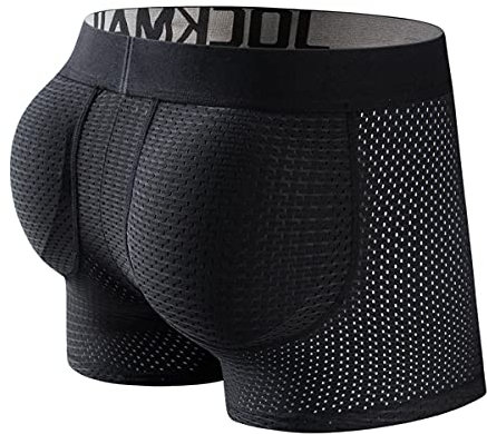 JOCKMAIL Herren Boxers Unterwäsche Boxershorts Atmungsaktiv Gepolstert (L, Schwarz)