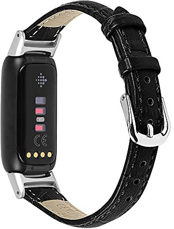RuenTech Compatible avec les bracelets Fitbit Luxe pour homme et femme - Bracelet de rechange fin et fin pour montre intelligente Fitbit Luxe (noir)