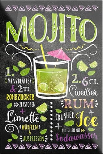 Magnet ''Mojito'' 9x6cm Kühlschrankmagnet Lustige Sprüche Feier Vintage Retro Geburtstag Deko Party Überraschung Fan Alkohol Cocktail Likör Sekt Getränk Party