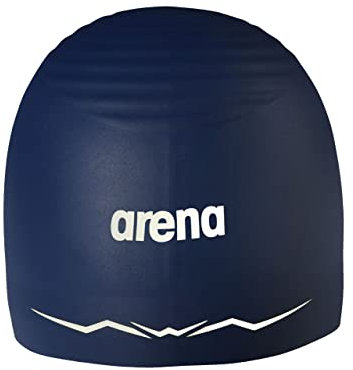 arena Aquaforce Wave Wrinkle Free Unisex Racing Silikon Badekappe für Damen und Herren Wettkampfschwimmen oder Training Schwimmausrüstung, Marineblau, Größe M