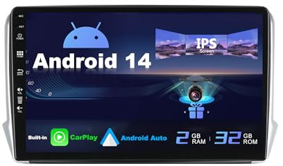 SXAUTO Android 12 IPS Autoradio Per Peugeot 208 / 2008 (2012-2018) - 2G+32G - Senza fili Carplay & Android Auto - GRATUITI Telecamera - DAB Fast-boot Volante WiFi DSP Bluetooth 4G - 2 Din 10.1 Pollici