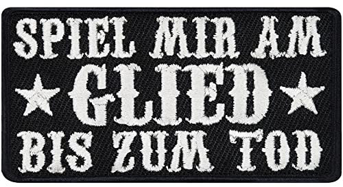 EXPRESS-STICKEREI Aufnäher Patch Spiel Mir am Glied bis zum Tod Lustiger Spaß Sticker zum annähen/aufbügeln | Applikation Jeans Flicken Bügelbilder für alle Stoffe | Fabric Applique 75x40mm