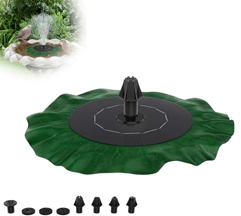 XMTECH Solar Springbrunnen Teichpumpe Solarbrunnen Solar Wasserpumpe Wasserfontäne Lotusblatt-Dekoration mit Sprühdüsen, 1.4W Solarpumpe für Garten Fontäne Kleiner Teich Vogelbad Fisch-Behälter