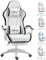 Vinsetto Computer Gaming Chair, PU Leather Office Desk Chair with Footrest, Swivel Wheels, 135° Reclining Back, Lumbar Support, Headrest for Home, White and Black
