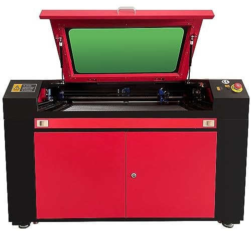 100W CO2 Laser Graviermaschine Sihao Plottermaschine Snapmaker Gravurwerkzeug 900 x 600 mm 220V Europlug Ruida Control mit USB-Anschluss für Holz/Papier/Kunststoff/Leder/Glas/Keramik/Harz (100W Rot)