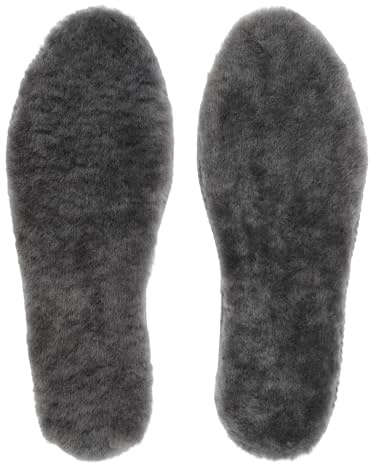 riemot Genuine Sheepskin Insoles Warm Wool Inserts Grey EU45(UK11) | Australian Sheepskin Insoles with Soft Wool Fleece, Warm Cosy Replacement Inner Soles for Boots,Shoes,Slippers