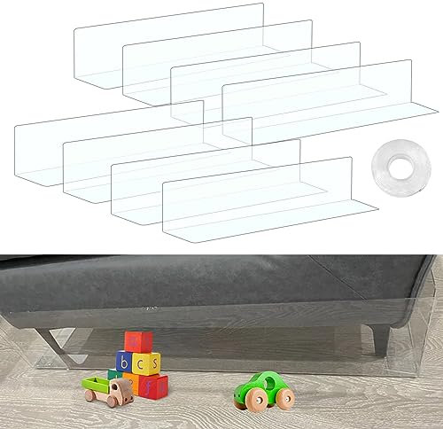Wensdr 8-Stück Extra groß Transparent Spielzeug Blocker für Sofa,40 x 7 cm L-Form Unter Bett Blocker mit doppelseitigem Band Einstellbar Under Furniture Gap Toy Blocker