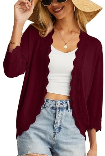 GRECERELLE Gilet Femme Ete Chic et Elegant en Dentelle Ouvert Manches Tricote Leger
