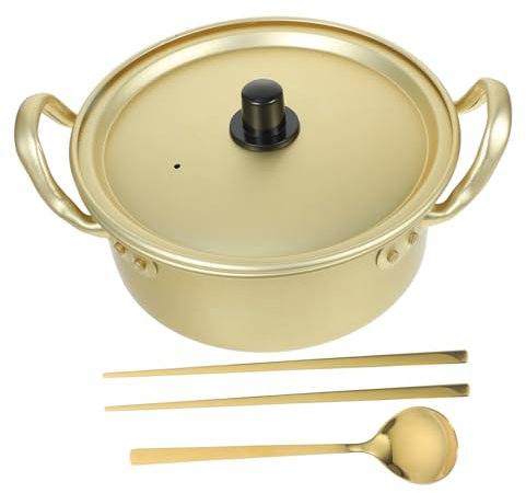 NAMOARLY 1set Double Handled Instant Noodle Pot Aluminum Soup Pot for Ramen and Hot Cooking Anti-scalding Design Deep Convenient for Grill Alcohol Stove