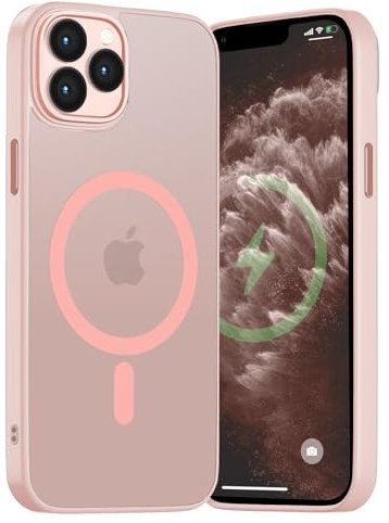 Andwing für iPhone 11 Pro Hülle Magnetisch [Kompatibel mit MagSafe] Matt Anti-Fingerprint Schutzhülle – Stoßfest Militärstandard (MIL-STD-810G), Ultradünn & rutschfest für iPhone 11 Pro-Rosa