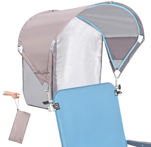 Universal Chair Canopy Umbrella, UPF 50+ Sun Shade with Adjustable Clamp Clip for Beach Chair, Outdoor Camping Chair, Sports Chair, Lawn Chair, Zero Gravity Chair, Wheelchair, Wagon,(Patent Design)