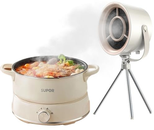 Mini Campana Extractora Portátil, Extractor de Aire Portátil y Potente, 3 Posiciones de Viento, Ventilador Extraíble y Lavable, para Barbacoas Interiores, Fondue y Cocina de Autocaravana