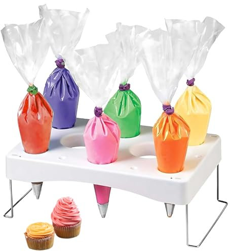 Piping Bag Stand, Piping Bag Holder 12 Cavity Icing Bag Holder Detachable Piping Bag Stand Food Grade Heat Resistant Cake Decorating Pastry Bag Holder for Home Kitchen Bakery Decorating