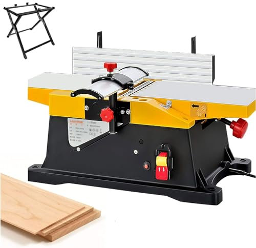 Home Woodworking Desktop Planer, 6 Inch Multifunctional Electric Heavy Duty Planer, 12000r/min Adjustable Small Planer with Foldable Stand, for Wood Cutting Thickness