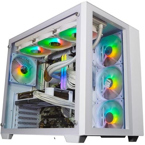 ionz Gaming PC - Desktop Computer, Ryzen 7 5800X, Dual RTX 4060, 16GB RAM, 1TB SSD, 360mm AIO Liquid Cooling, 600W PSU, WiFi, Windows 11, White - Dual Dynamic