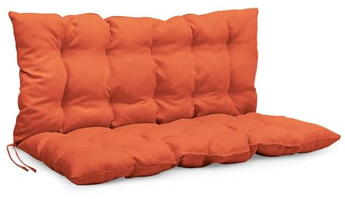 MG Design Bankauflage 120 x 50 x 50 cm Kissen orange - Sitzkissen & Rückenkissen aus Polsterstoff, mit weicher Füllung, mit Schnüren zum Binden - Gartenbankauflage, Bankkissen
