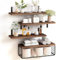 BAKAJI Set 4+1 Mensole da Parete in Legno Massiccio, Scaffali a Muro Multiuso, Staffe e Cestino in Metallo, Scaffalatura per Camera da Letto, Soggiorno, Cucina, Bagno, Libreria, Salvaspazio (Rovere)