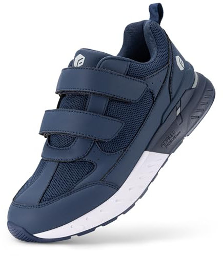 FitVille Chaussures de Marche Homme Extra Larges Basket Scratch Homme Chaussures Orthopédiques Confort Sneakers pour Pieds Larges et Plats Bleu 43 EU X-Large