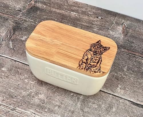 Cat White Butter Dish