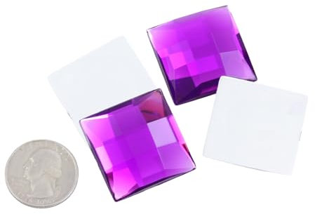 Allstarco 30mm Large Flat Back Acrylic Square Gems Rhinestones Cosplay Costume Embelishments for Crafts DIY Projects - 4 Pieces (Purple Amethyst H105)