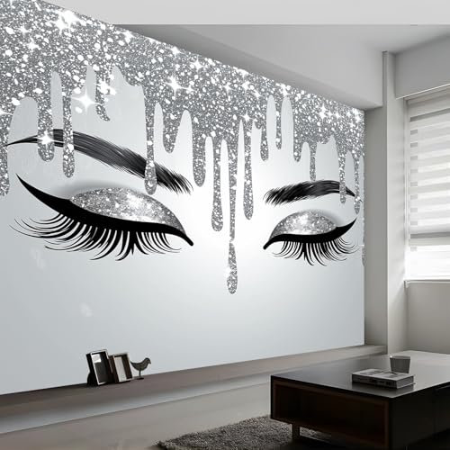 Tapete UV-Beständig 3d Effekt Dekoration Fototapete, Vorzüglicher Luxus-Glitzer-Hintergrund Motivtapeten 200 x 140 cm Fototapeten, Silber Wandtapete Schlafzimmer Wohnzimmer Vliestapete
