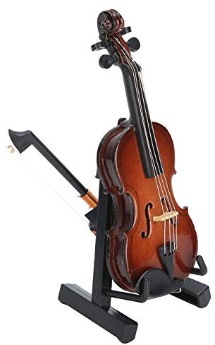 Winzige Geige, Puppenhauszubehör mit Ständer, Lindenholz, Mini-Miniaturartikel Zur Dekoration