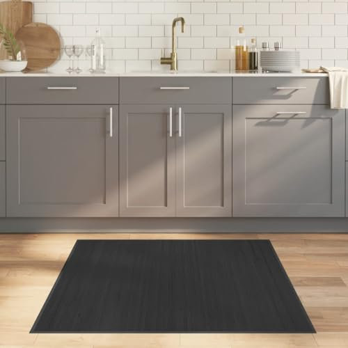 qohoio Tapis carré Gris 100x100 cm Bambou,Grand Tapis Salle De Bain,Tapis De Bain Epais