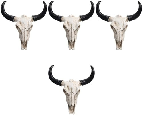 ULDIGI 4pcs Realistic 3d Cow Skull Wall Skull Wall Hanging Handcrafted Resin Decor Farmhouse Style Present