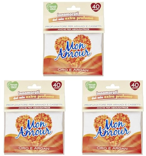 Felce Azzurra - Profumatore per Armadi e Cassetti, Oro Argan, Extra Profumo - 1 Bustina x 12 gr (Confezione da 3)