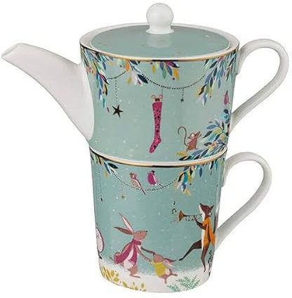 Sara Miller London Woodland Tales Tea for One, Merry Band, Green, 18x17x10