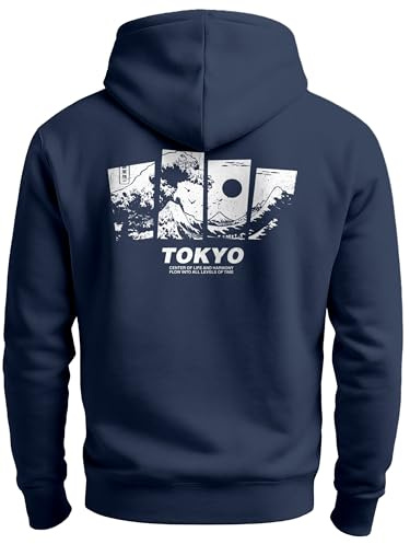 Neverless® Hoodie Backprint Herren Japan Tokyo Große Welle Kanagawa Japanische Kunst Männer Kapuzenpulli Fashion Streetstyle