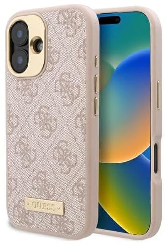 CG MOBILE GuessGUHMP16MU4GPRP Hülle für iPhone 16 Plus 6.7 Rosa hardcase 4G Logo Plate