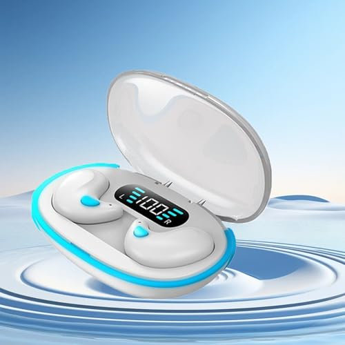 Bone Conduction Sleep Bluetooth Headset, Bone Conduction Bluetooth Headphone, Noise Cancelling Earbuds For Sleep, Invisible Sleep Headphones Wireless Earbuds For Sport, Work(White)