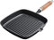 OFFAXE Gusseisenpfanne, 22x22cm Pfanne Gusseisen, Steak Grillpfanne mit Holzgriff 8.7in Verdickter Boden Gleichmäßige Erwärmung Antihaft Grillpfanne mit Ausgießer für Indoor Cooking