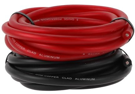 RATCHROLL 1 Pcs Universal Ground Wire Fully Insulated& Soft Touch Jacket 10FT Power Wire 8 GAUGE Black,Red CCA 12V