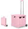 Einkaufstrolley Klappbar, Einkaufskorb mit Deckel 45L Kapazität, Alu Teleskopgriff, Faltbar Shopping Trolley Einkaufswagen, Einkaufskorb Kunststoff mit stabile Rädern, Klappbox Transport Trolley Rosa