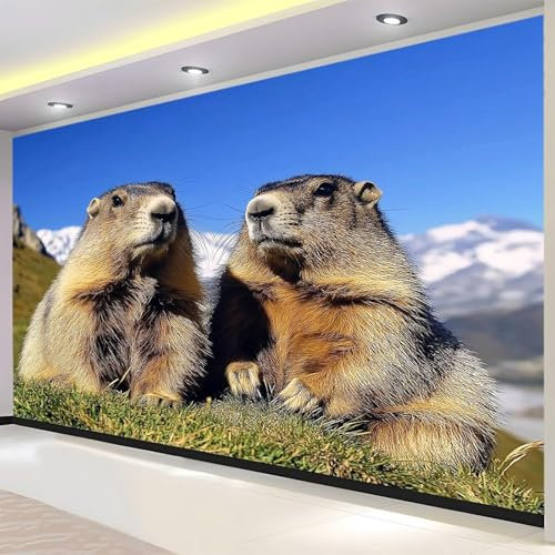 Luowenji Papier Peint Panoramique Capybara 450x315 cm 3D Papier Peint Intissé Animal Photo Trompe l'oeil Poster Geant Mural Salon Chambre Enfant Chambre Décoration Murale a.3119