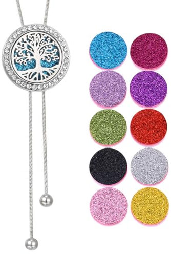 Lange Halsketten für Frauen, Aromatherapie, duftstein, Aromatherapie Diffusor für Ätherische Öle mit 10 Farbigen Filz Pads, duftsteine für ätherische öle, Geburtstagsgeschenk für Ihre Frauen