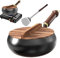 Pentola a induzione - Friggere il fondo con spatola di coperchio | Pentole non stick | Pentole in ghisa Wok Pan | Induzione non stick wok pan | Forniture da cucina per padella per tutte le stu