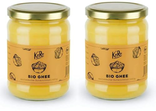 KoRo - Bio Ghee 2 x 420 g - 100% geklärte Bio-Butter - Hoher Rauchpunkt - Im praktischen Zweierpack