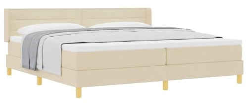 vidaXL Boxspringbett mit Matratze Creme 200 x 200 cm Stoff, Schlafzimmer-Einrichtung, modernes Bett, höhenverstellbarer Boxspring, Bequeme Matratze, ergonomische Kopfstütze