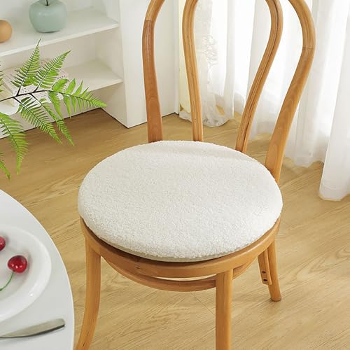 Generisch Cordstoff Rund Sitzkissen, Weiche Stuhlkissen 1er Set mit rutschfest Reißverschluss, Sitzauflagen Gartenmöbel, Steppkissen Stuhlkissen für Outdoor & Indoor Esszimmer,Weiß,2erset35CM