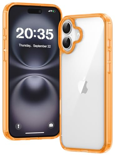 Voyahülle Clear Case for iPhone 16, Ultra Thin, Shockproof TPU Cover, Anti-Yellowing, Crystal Clear, Phone Case for Apple iPhone 16 - Orange