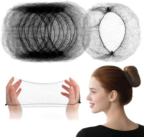 20 Stück unsichtbare Haarnetze, wiederverwendeter elastischer Rand, Netz für Damen, Dutt, schwarze Ballettnetze für Mädchen, Tänzer, Köche, Caterer