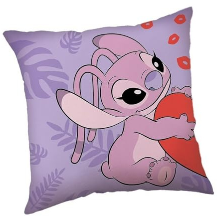 Disney Stitch Kissen Lilo und Stitch 40cm x 40cm, befüllt, Wendekissen weiches Kuschelkisse, Kinderkissen, Schmusekissen, Kopfkissen, Dekokissen,