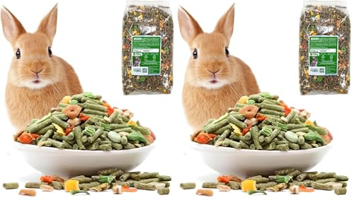 Nobleza - (700g) Kaninchenfutter Ausgewogen, Hauptfutter für Hasen mit Gemüse, Natürliches Nagerfutterlebenswichtigen Vitaminen und Mineralien (Packung mit 2)