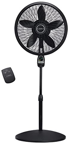 Lasko Oscillating Cyclone Pedestal Fan, Adjustable Height, Timer, Remote Control, 3 Speeds, for Bedroom, Living Room, Home Office, 18, Black, 1843