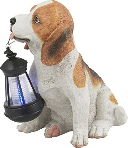 Solarleuchte Hund Garten Solar Dekoleuchte Solarlampe für Außen, Beagel mit Laterne, Akku, 1x LED, LxBxH 18x24,2x26 cm